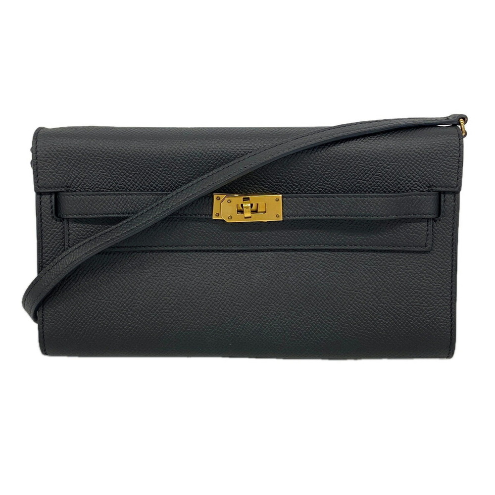 Hermes Kelly Wallet To Go, Veau Epsom Leather, Black, Z Stamp, Women's, P3556609